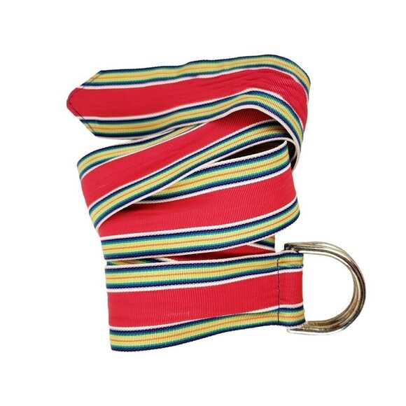 Accessories - Rainbow Ribbon Belt D-Ring Adjustable Retro 70s Mork Mindy Unisex Size Medium